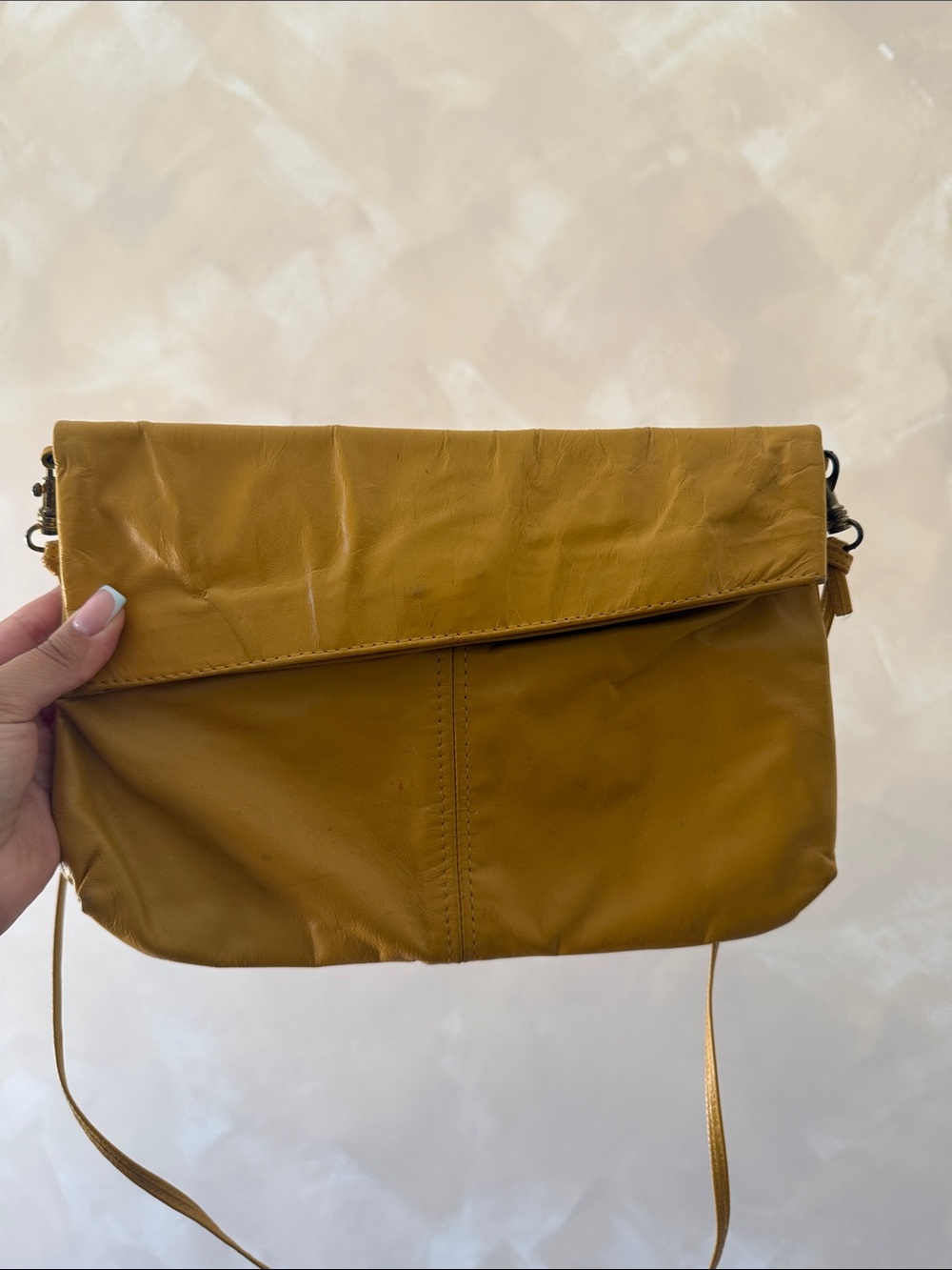 Mustard Yellow Fold-Over Shoulder Bag